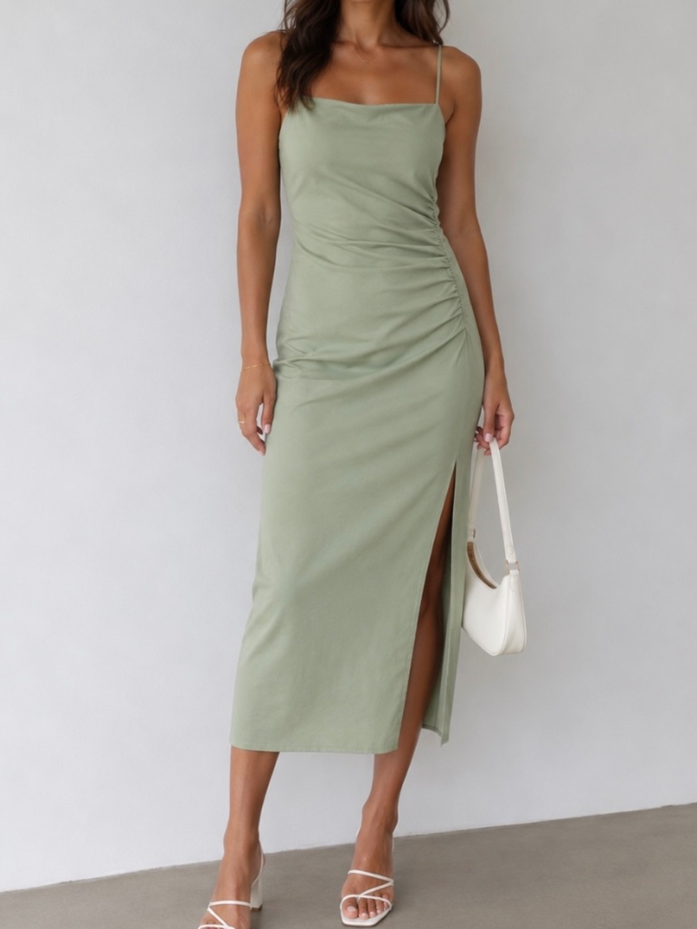 ZARA Midi Dress Ruched Dress Spring Summer Vacation Travel Birthday Party NWT